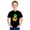 Europese maten Jongens Casual T-shirt met Korte Mouwen, Kenmerkend een Trendy Ananasprint met Coole Bril, Stijlvolle En Comfortabele Zomerkleding