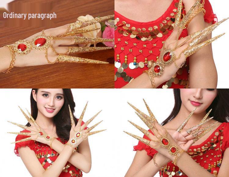 Indian Dance Costume: Extended Jewelry and Thousand-Hand Guanyin Sleeves for Xinjiang Ethnic Style Performance