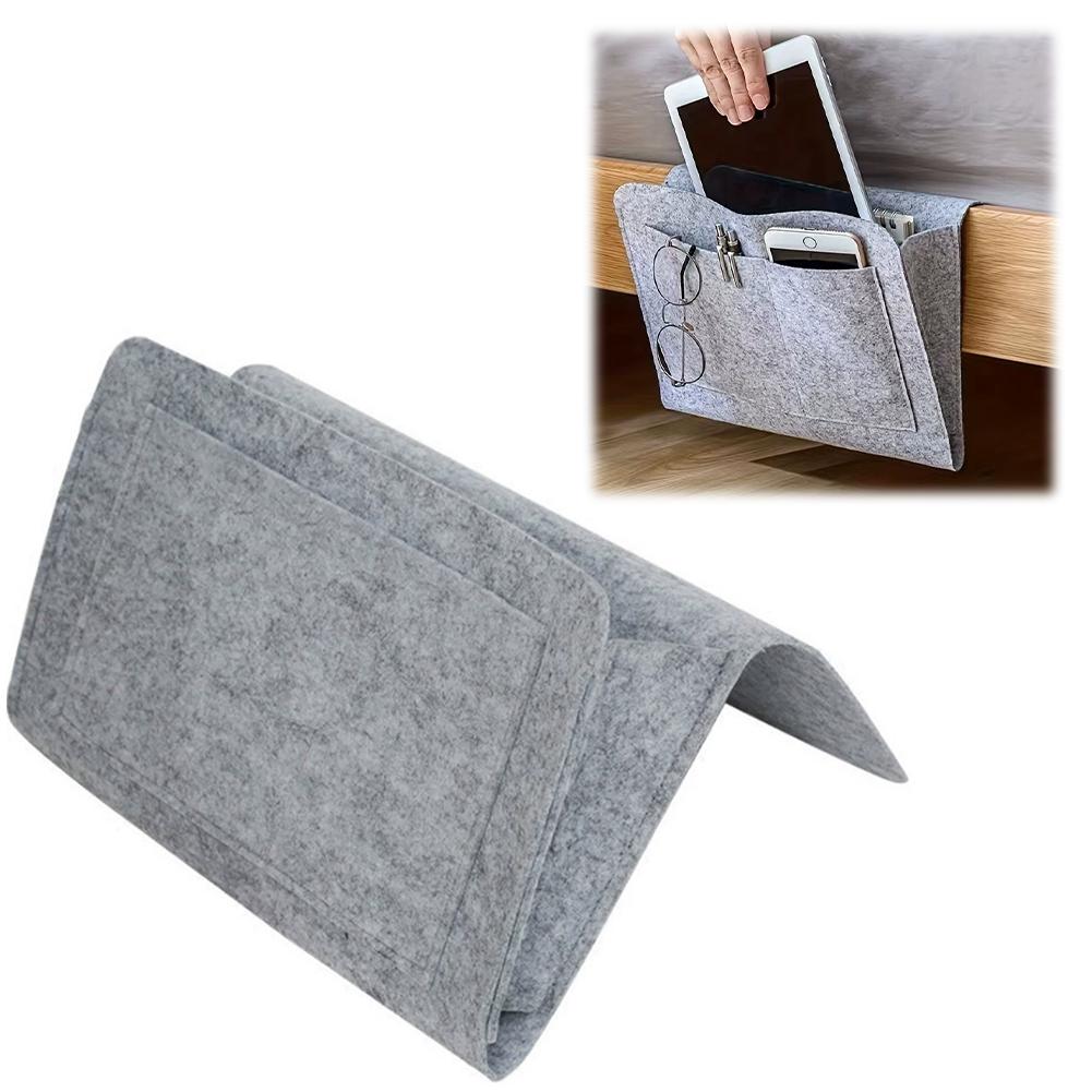 Felt Bedside Storage Bag Organizer Bed Desk Bag Sofa TV Remote Control Hanging Caddy Couch Storage Organizer Bed Holder Pockets