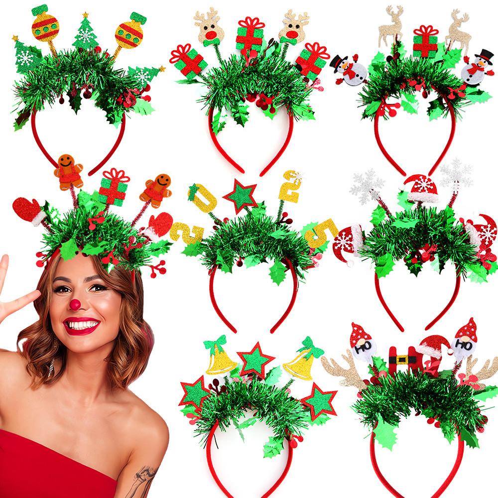 Theme Sparkling Christmas Reindeer Santa Claus Headband Year End Headwear Party