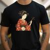 Mens Traditional Geisha Motif Cotton T-Shirt Size XS To 5XL-