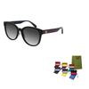 GUCCI Temples Logo Acetate Cellulose Acetate Irregular Sunglasses Women's Black