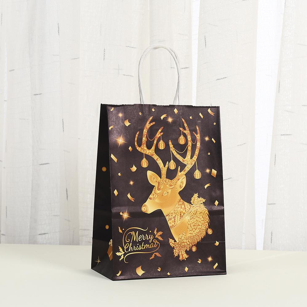 Gift Bag Handle Kraft Bag Christmas Bag Gold For Holiday Event Festive