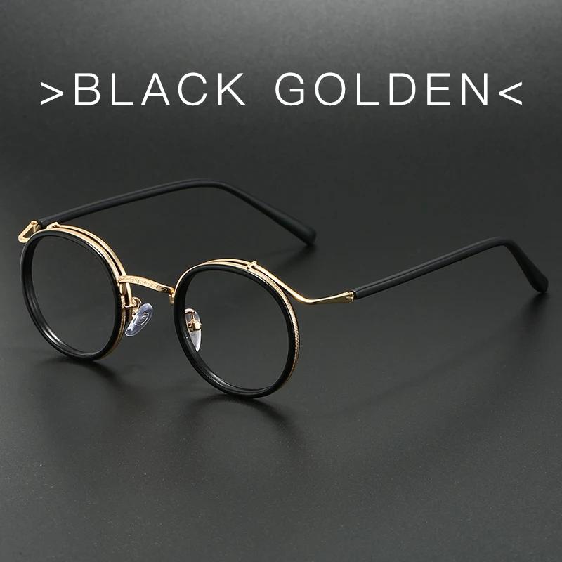 Retro Brand Design Luxury Round Frame Glasses Frame For Men Women Ultralight Stainless Steel Alloy Anti Blue Light Eyeglasses