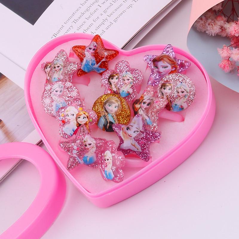 Kids' Faux Diamond Crystal Cartoon Gem Ring Set - Kindergarten Gift