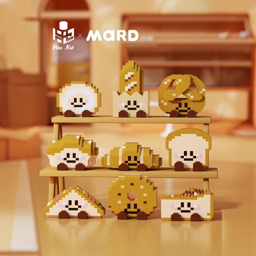 Compatible Building Blocks Bread Head Series Baguette Sandwich Swiss Roll Realistic Food Assembly Toy Figurine