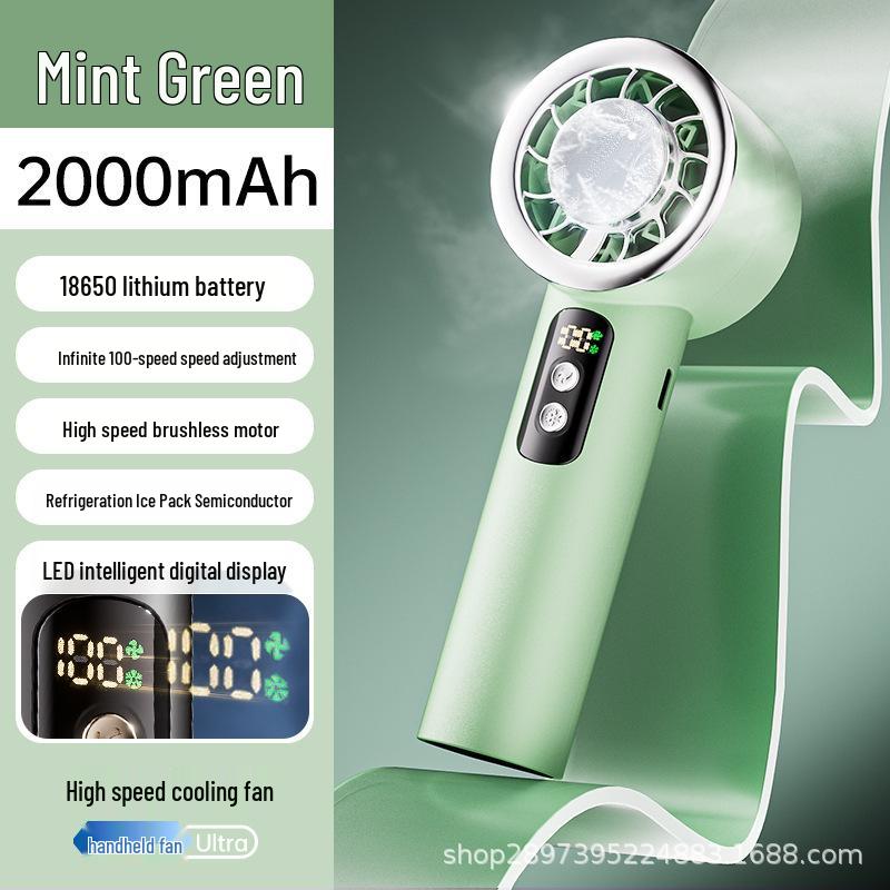 Handheld Mini Rechargeable Turbine Fan with Cooling Ice Pack for Desktop Use