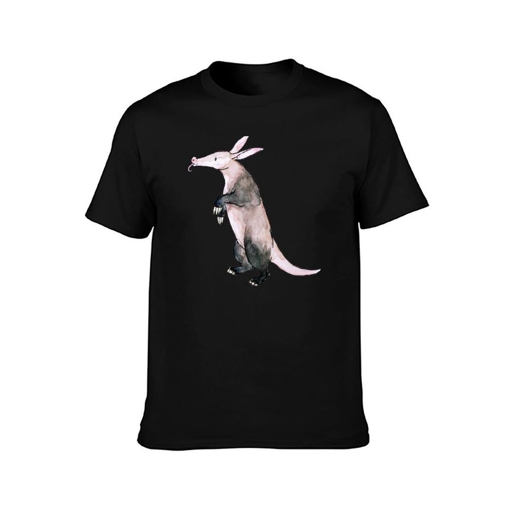 Aardvark Watercolor  No Background TShirt Basic Daily Outfit Short Sleeve Tee