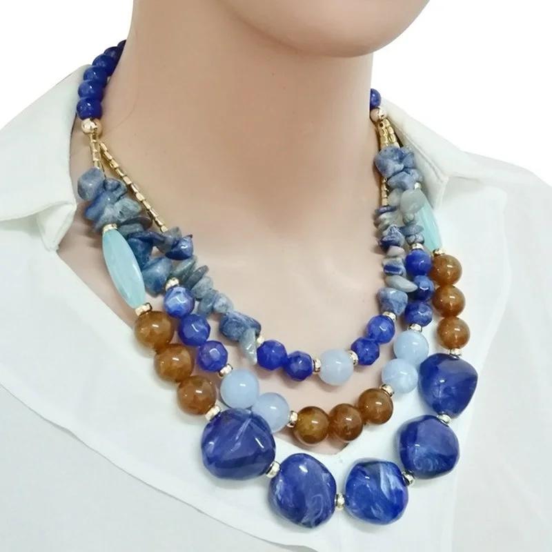 Fashion Women Necklace Chunky Colorful Collar Necklaces Costume Jewelry African Bracelet Natural Stone Accessories For Women
