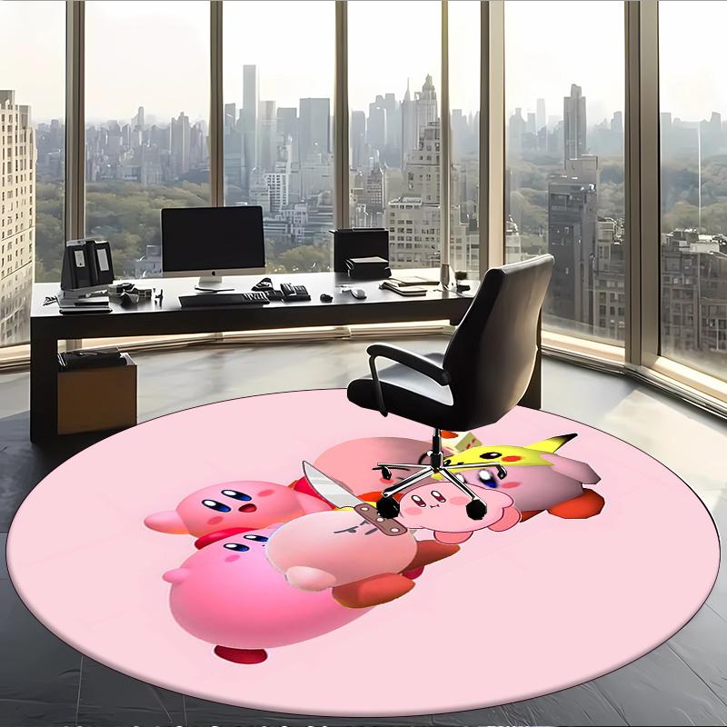 Kirby (1) Runder Büroteppich Dekorativer Bodenteppich für Büro Schlafzimmer Wohnzimmer und Wohnbereich
