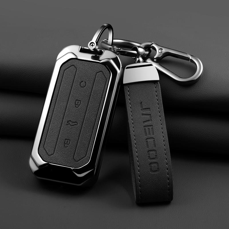 Custodia in Metallo e Pelle per Chiave Auto per Chery Jaecoo J5 5 2025 2026 Custodia per Chiave Remota Borsa Portachiavi Accessori di Protezione per Auto