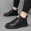 Herrenschuhe 2024 Herbst Lässig Sport Retro Koreanischer Stil Lässige Lederschuhe Herren Trendige Britischer Stil Schwarze High-Top Sneaker