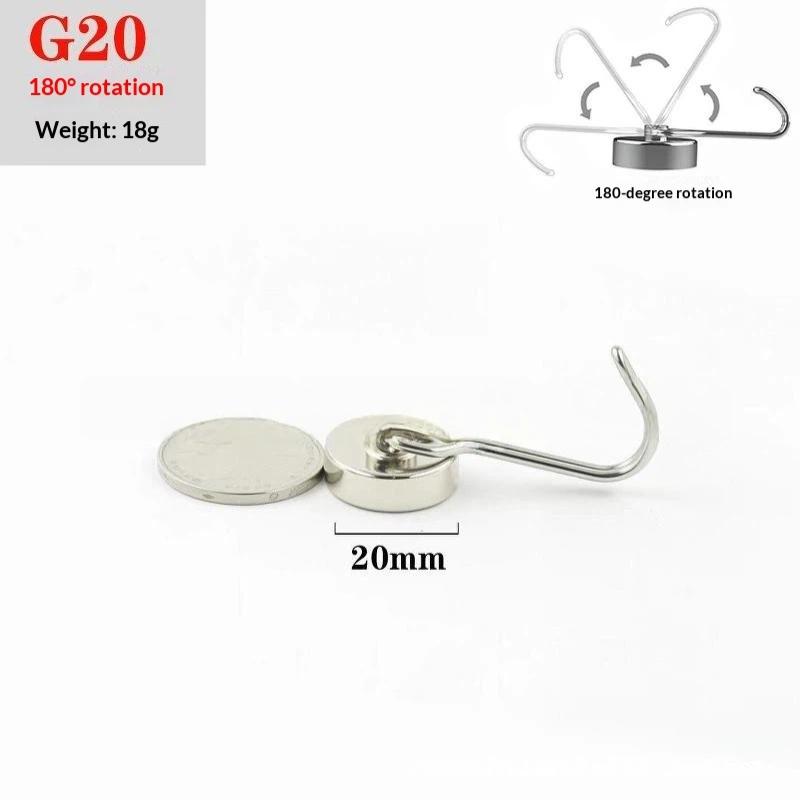 Heavy Duty Neodymium Magnetic Swivel Hooks Rust Resistant Rotatable Hanging Hook for Kitchen Garage Organization