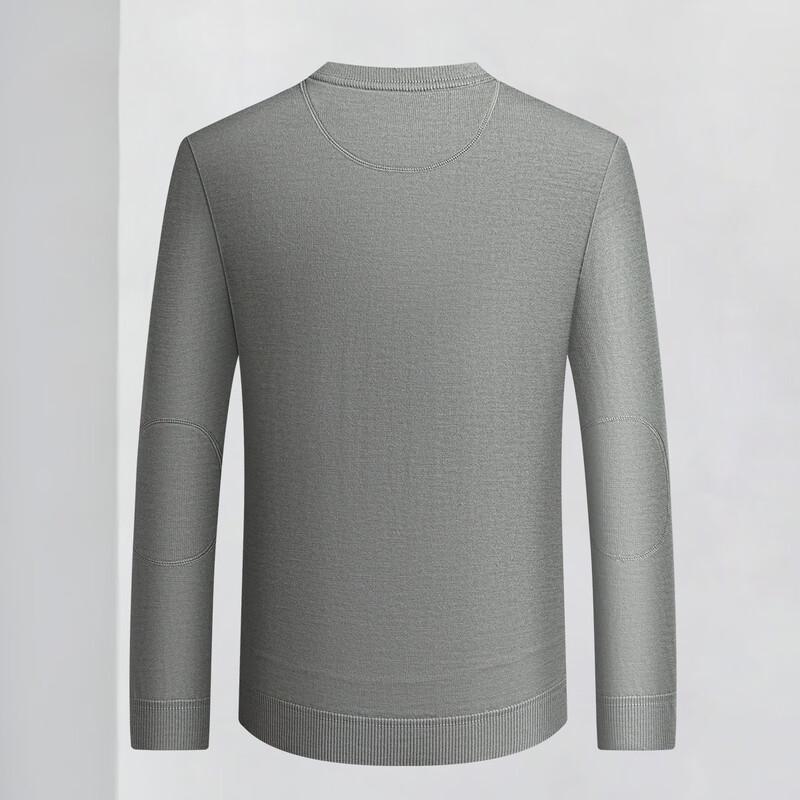 LUOZI Men's 100% Wool Saddle Shoulder Crew Neck Sweater