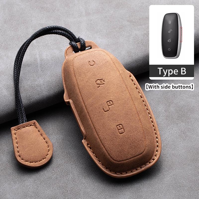 Leather Car Key Case Cover for BYD DENZA D9 2025 for Denza D9 DM-i 2025 2025 Auto Key Fob Shell Car Styling Keychain Accessory