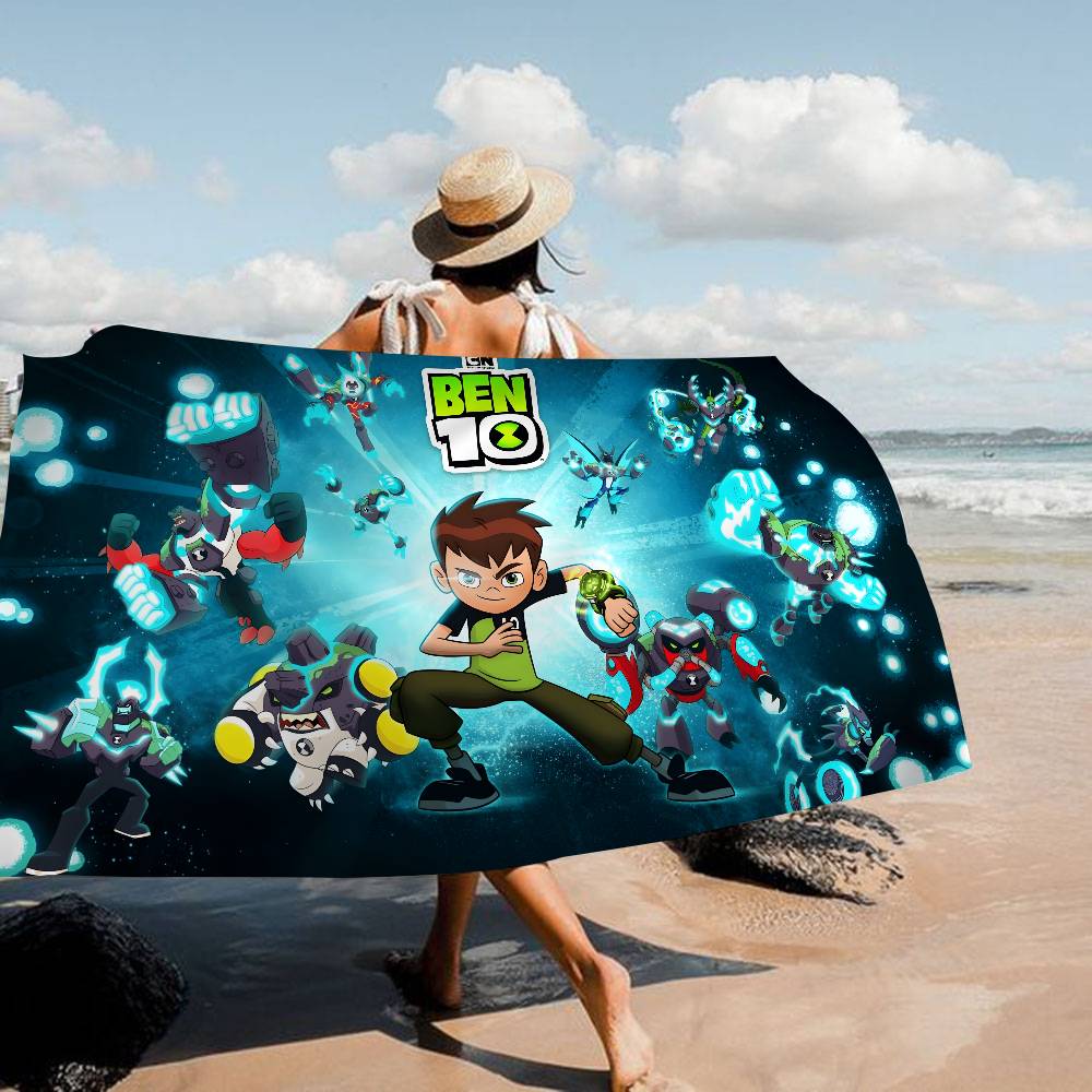 B-ben 10 Classic Microfiber Blanket Quick Drying Beach Towels Oversized Printing Super Absorbent Pool Towel Blanket