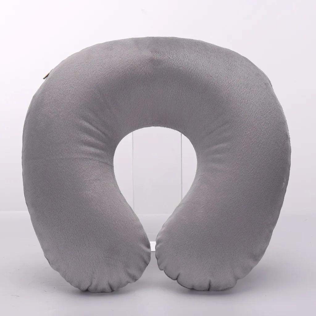 1/4pcs U-shaped Travel Pillow Car Air Flight Office Inflatable Neck Pillow Short Plush Cover PVC Support Headrest