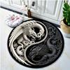 1Pcs Gothic Dragon Pattern Round Area Rug Indoor Non-Slip Washable Carpet, Non-Shedding Mat For Bedroom Living Room Office Machine Washable