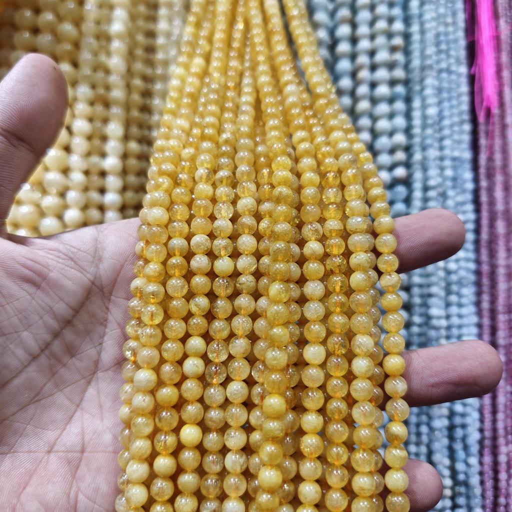 Gelber Citrin & Grüner Rutilquarz Kristall Runde Perlen für DIY Schmuckzubehör