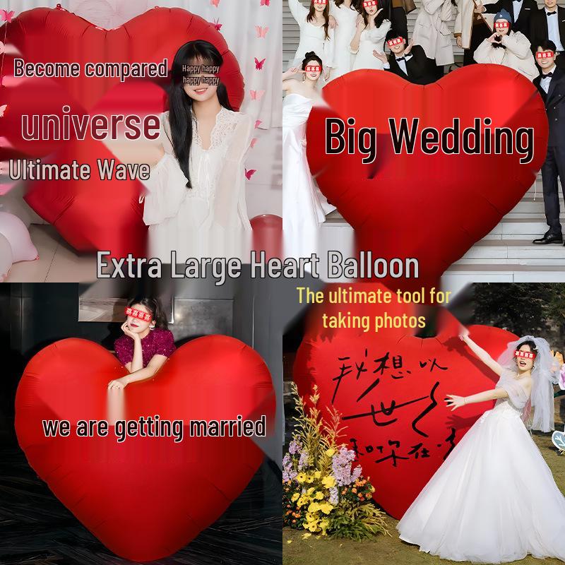 Heart-Shaped Wedding Engagement Photo Props & Balloons Set