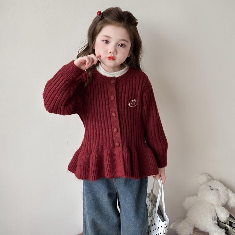 2025 New Korean Style Cartoon Knit Cardigan for Girls - Fashionable Spring & Autumn Outerwear