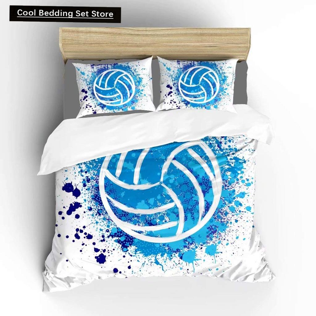 Set Lenjerie de Pat Volei Sporturi King Queen Husă de Plapumă Tematică Minge Foc și Apă Husă de Plapumă Poliester Husă de Pilotă