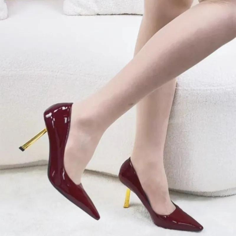Fashion Spring New Thin Heel Single Shoes Women's Fashion Pointed Shallow Mouth Anti-slip Wear-resistant High Heels