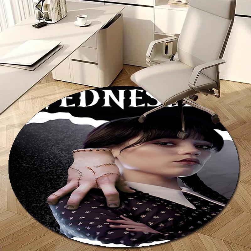 1pc Addams Family Wednesday2 Design Printed Area Round Carpet for Bedroom Living Room Home Decor Rugs Mat Non Slip Mat Rug for Bedside