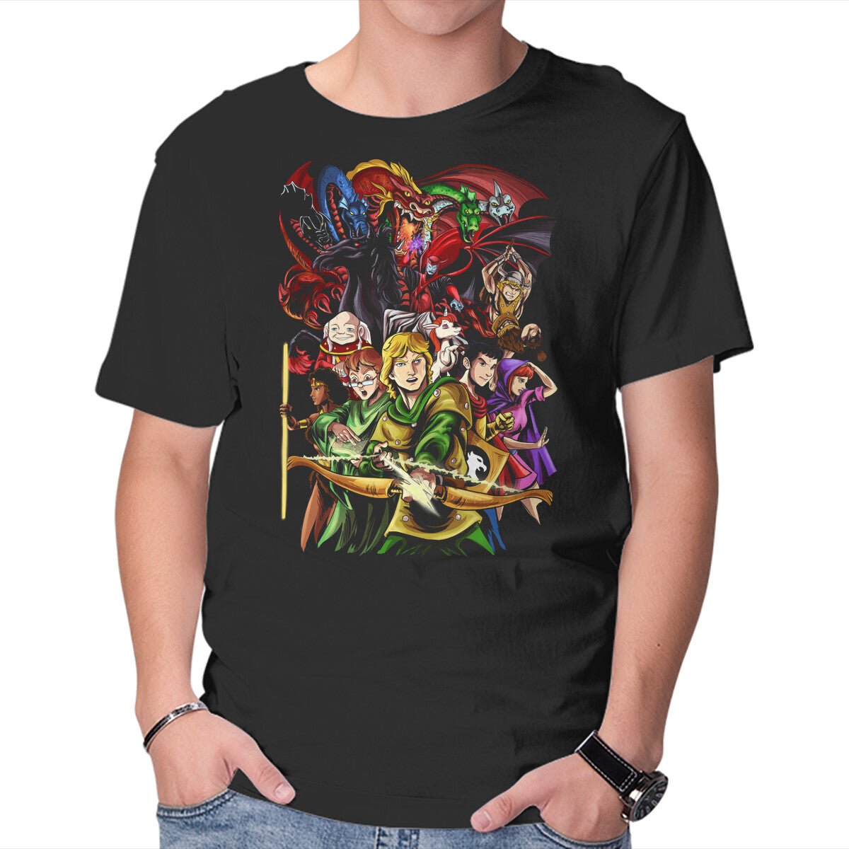 Unisex Crew Neck T-Shirt DND Fantasy Graphic Short Sleeve Casual Tee XXL