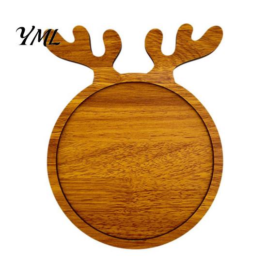 Decorative Nut And Fruit Tray Christmas Tree Elk Serving Tray, Durable Wood Partitioned Design Food Server Platter, Dinnerware for Charcuterie Snacks