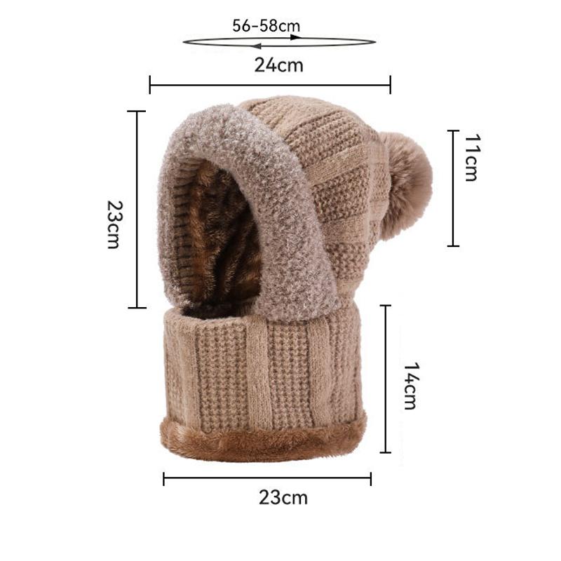 One-Piece Knitted Hat Women's Autumn Winter Thick Hat Scarf Mask One-Piece Wool Hat Cycling Windproof Warm Hat