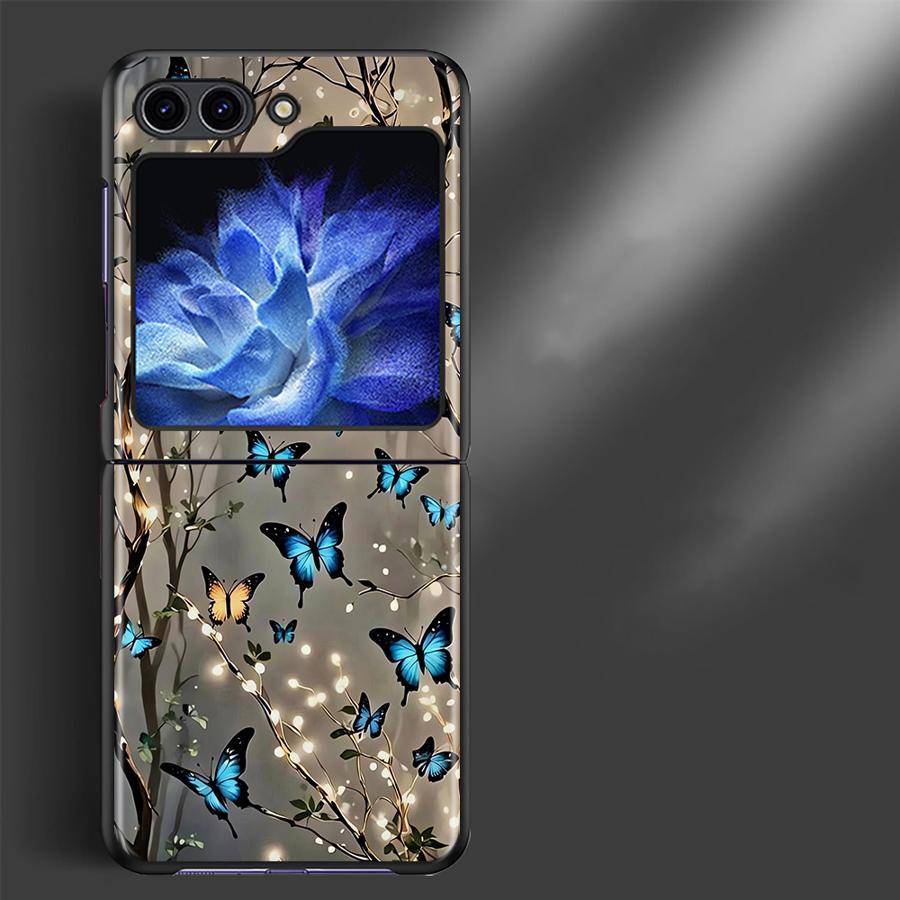 Cartoon Butterfly Pattern Back Phone Cover Funda Case for Samsung Galaxy Flip5 Flip4 Flip6 Flip7 FE Flip3 Z Flip 7 6 5 4 3