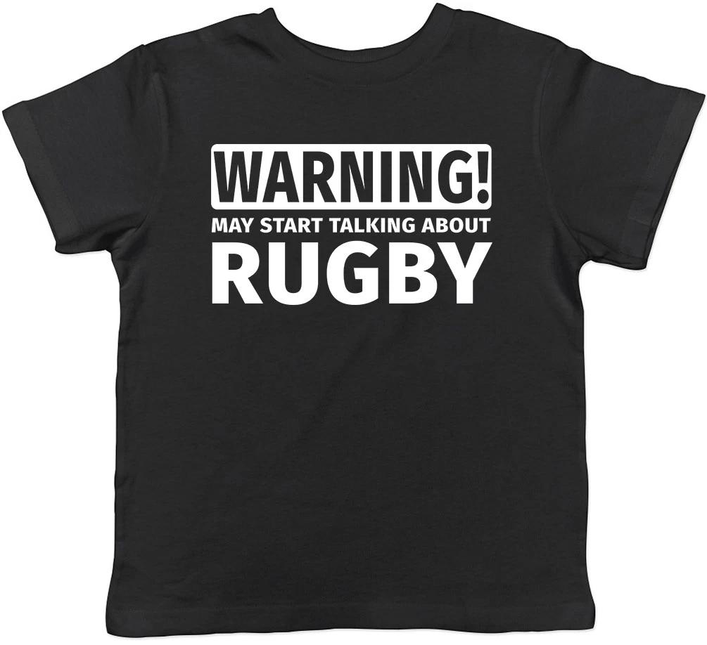 

Warning May Start Talking about Rugby Childrens Kids Boys Girls T-Shirt 100