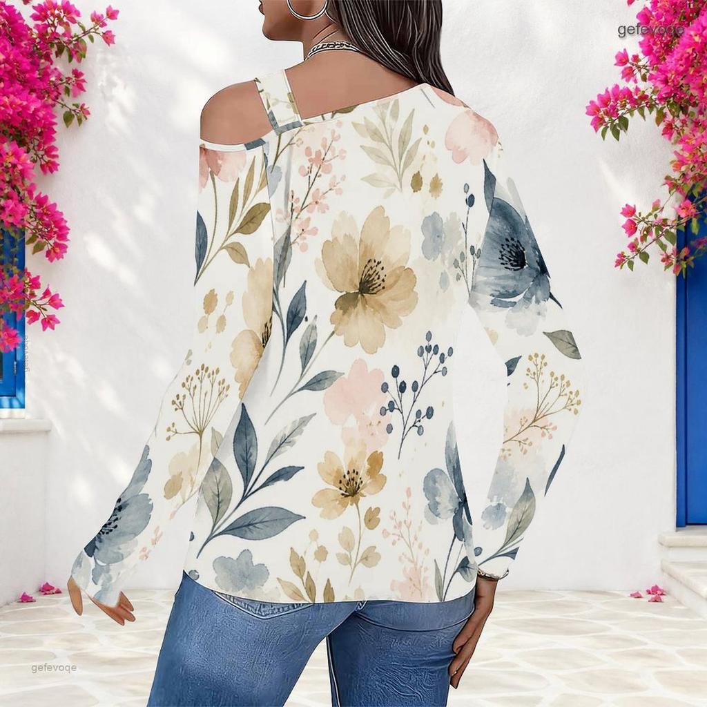 Women Long Sleeve Oversized Blouse With Chest Hollow Decoration