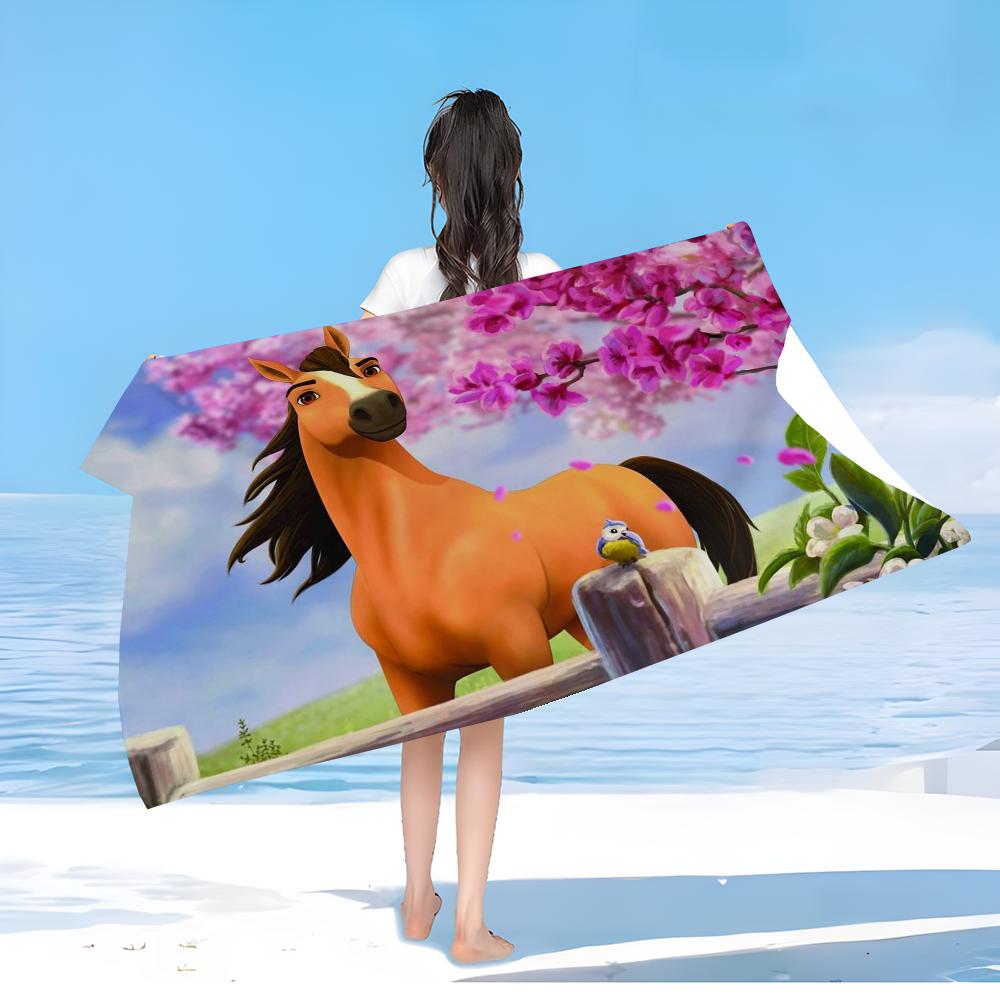 Spirit Riding Free Horses Microfiber Beach Towel Absorbent Quick dry Soft Yoga Swimming Resort Mountain Climbing Towel