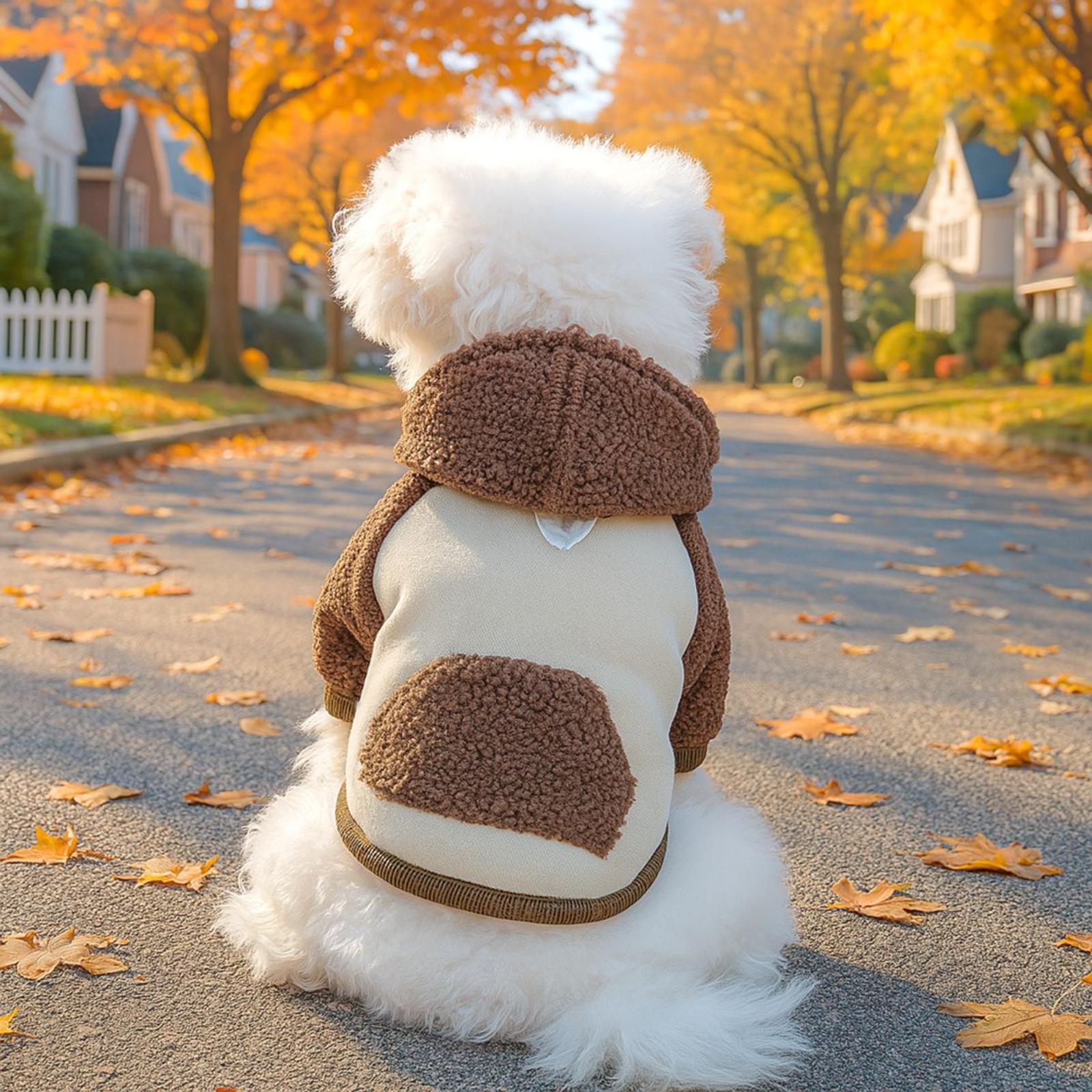

Pet Winter Warm Fleece Hoodie Soft Plush Sweatshirt Comfortable Lightweight Pullover for Small Medium Dogs and Cats Suitable for Cold Weather XS кавовий