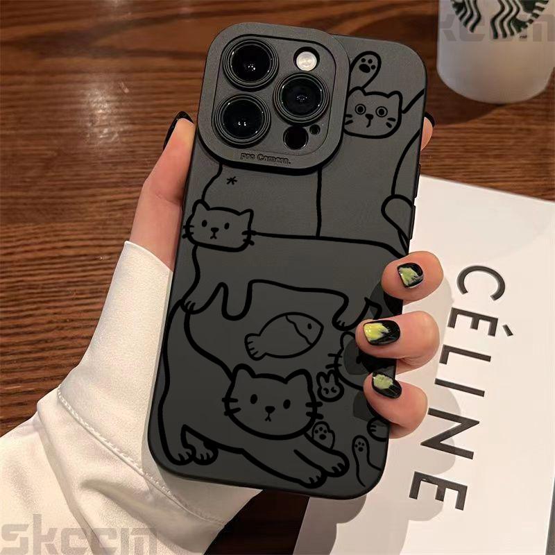 Art Formula Cat Graffiti Phone Case For Samsung Galaxy S26 S25 S24 S23 S22 S21 S20 Ultra Plus A15 A35 A54 A55 Shockproof Cover