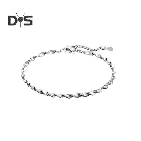 

Женский браслет витой волны воды регулируемый с увеличенной длиной полированный легкий наручный ювелирный подарок на годовщину легкий браслет серебряный