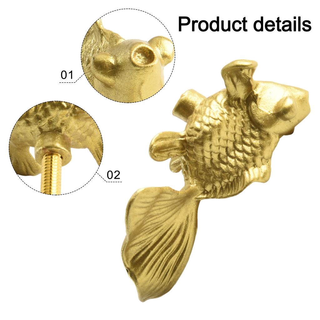 Goldfish Cabinet Handles Brass Drawer Knobs Unique Animal Cupboard Door Handles Furniture Hardware Home Decoration Pulls