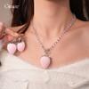 Dulces Aretes de Felpa con Perlas y Colgante de Fresa Cadena para Clavícula Set de Joyería para Mujeres