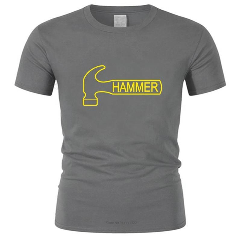 Cotton Tshirt for Boys Fashion Brand T Shirt Mens Loose Hammer Men's T-Shirt Bowling Shirt Tagless Black Orange