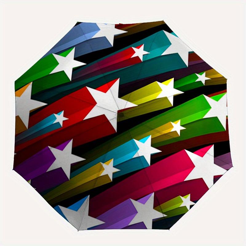 

1pc Colorful Star Patterns Automatic Opening/Closing Folding Umbrella with 78 Ribs, Plastic Handle, Windproof Portable Sunshade Umbrella y250726118