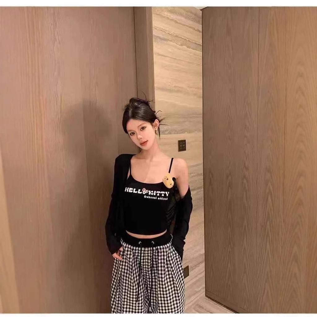 #New American Retro Design Sense Letter Sling Vest with Chest Pad Sexy Babes Slim and Thin All-match