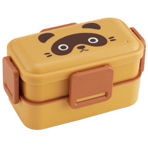 Skater Tanuki Bento Box, 600ml, Antibacterial, Soft Filling, Dome-Shaped Lid, Two-Tier, Women's, Made in Japan, PFLW4AG-A