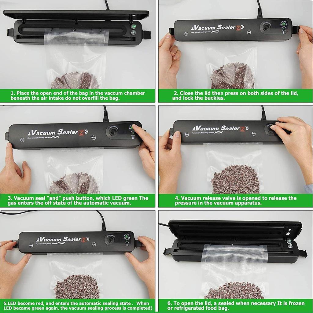 2pcs Portable Automatic Vacuum Sealer Machine for Food Household Mini Plastic Sealer Kitchen Vacuum Packaging Machine for Preservation