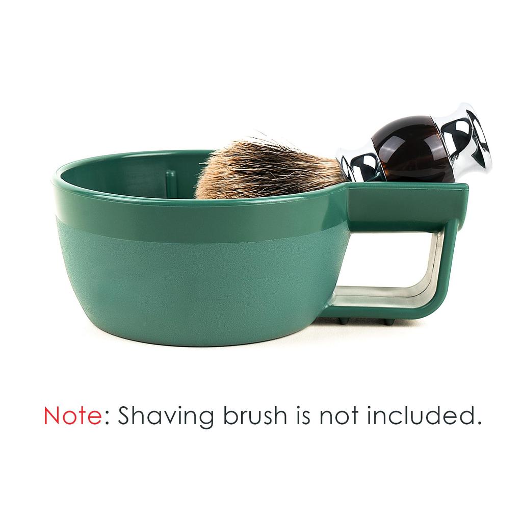 Linkidea Plastic Shaving Soap Bowl with Wide Large Easy Lather Wet Razor Shaving Cream Bowl for Men Non-Slip Handle, Mouth, Capacity, Ridges, (Green)
