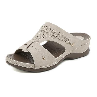 Summer Women's Shoes Stitching Simple Casual Wedge Metal Plus-size Slippers Women
