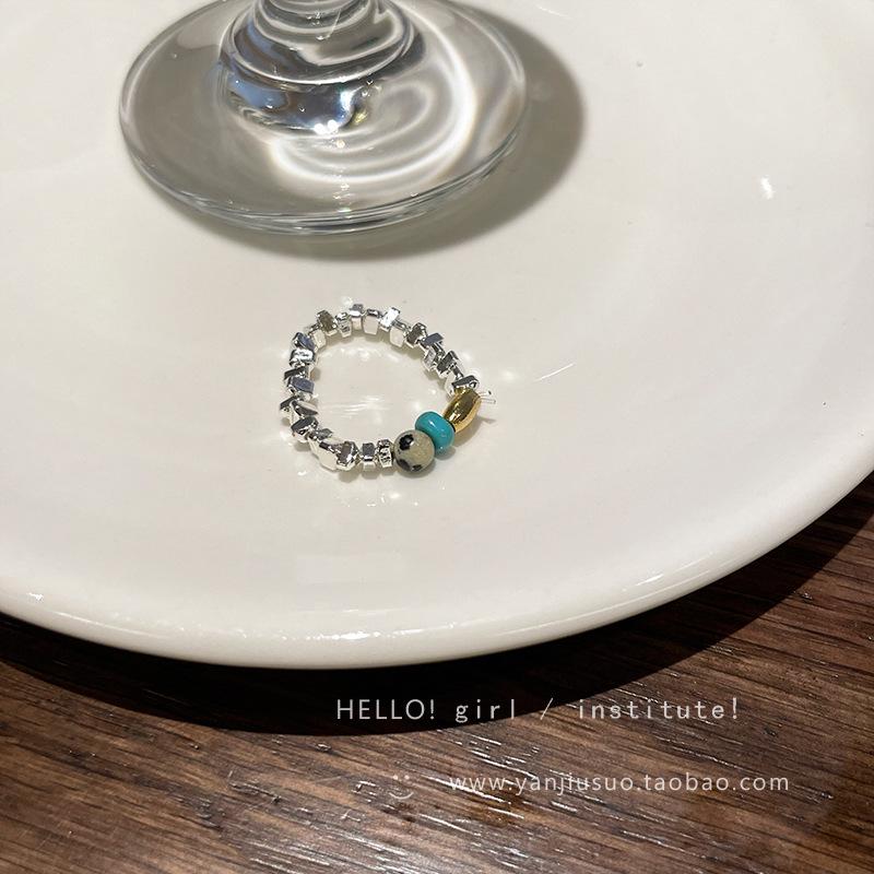 Ice Blue Glass Silver Open Ring: Elegant, Edgy & Stylish