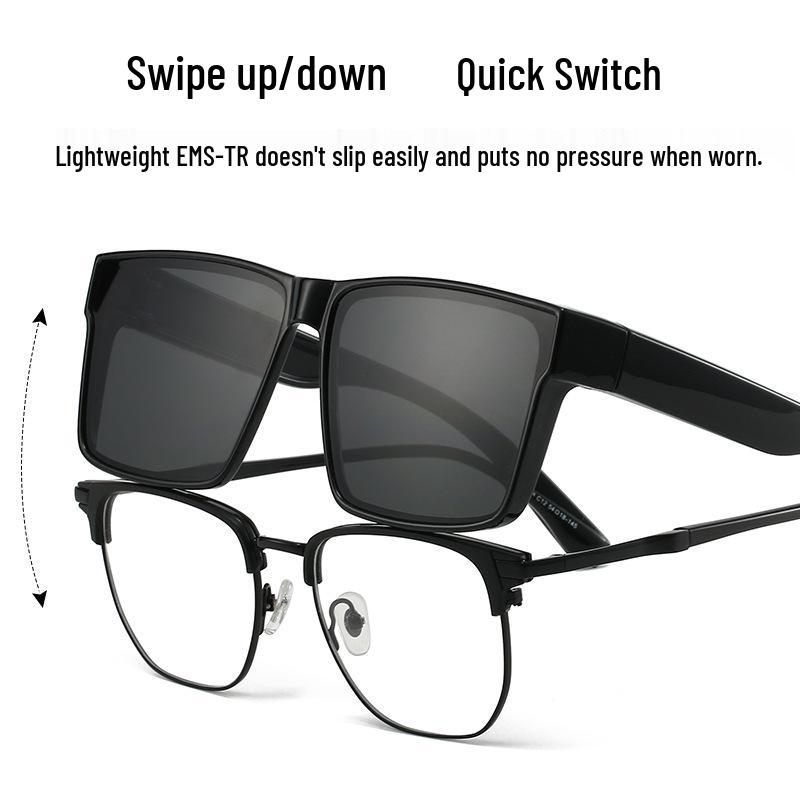 Ochelari peste ochelari unisex GM: Ochelari de soare pentru condus anti-UV, Protecție solară la modă, Se poartă peste ochelarii de vedere, Design 2-în-1