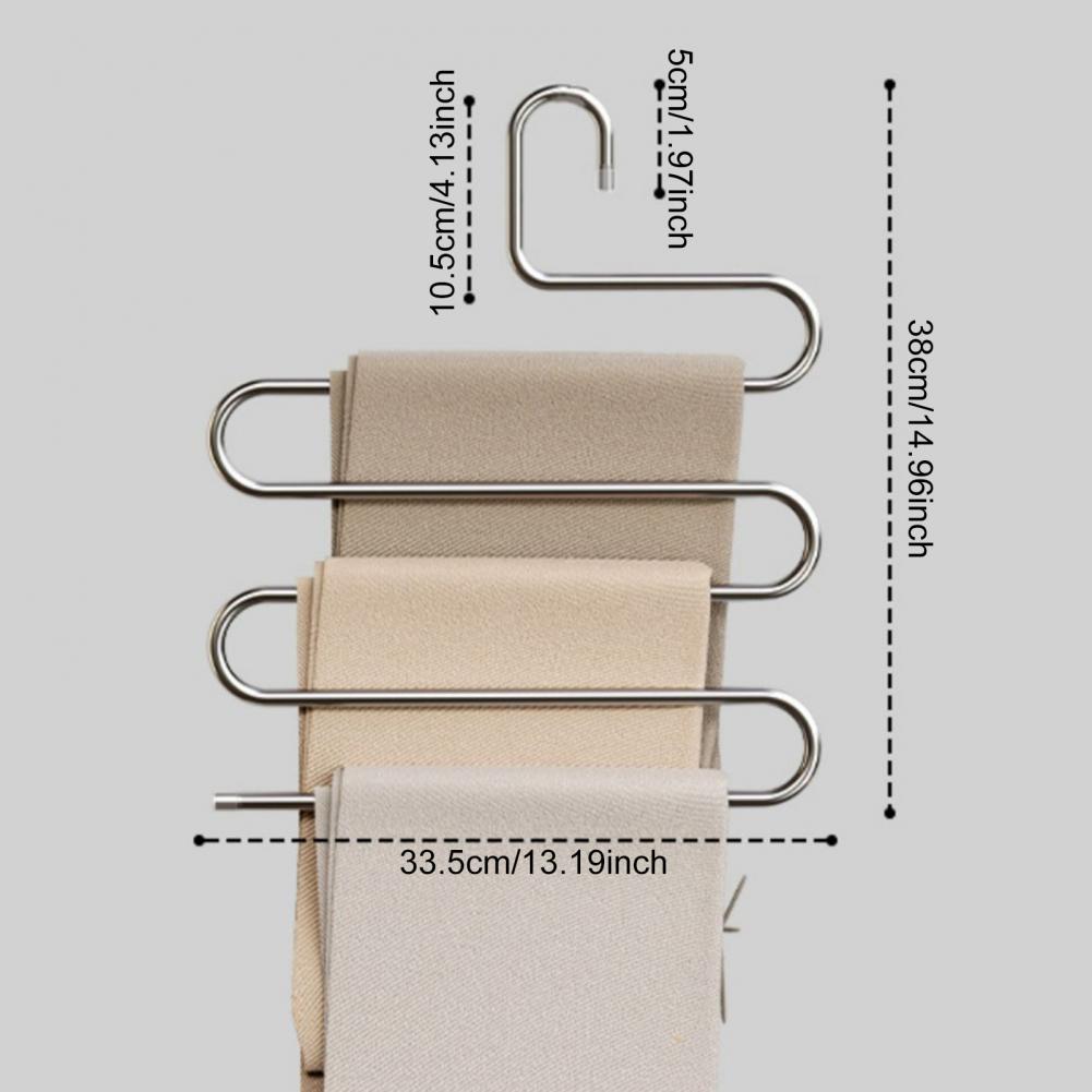 Stainless Steel Pants Rack Multi-layer Coat Hanger Organizer Strong Load-bearing Multi-Functional Hanger Trouser Storage Rack